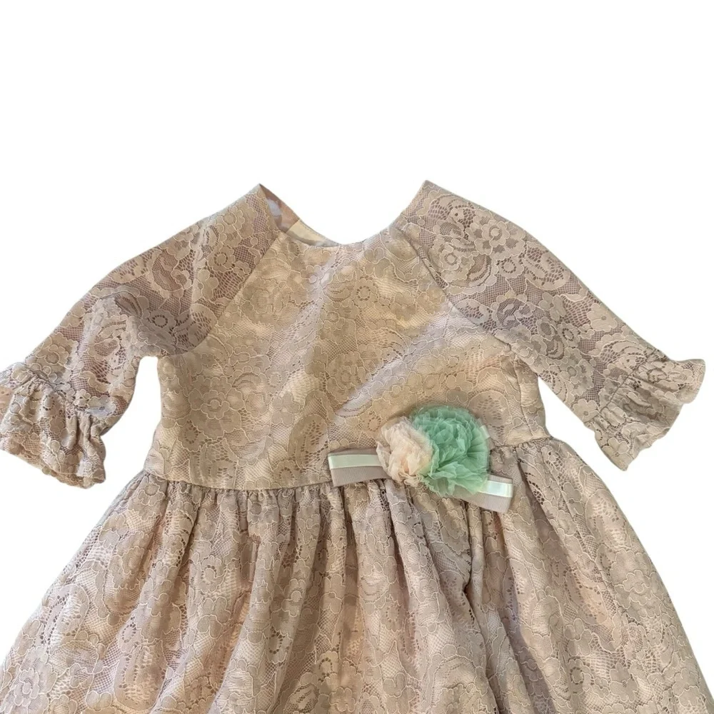 Pippa & Julie|Kids Girls Pastourelle Pink Lace Pink Dress-Size 5 years